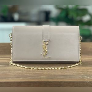 Authentic Yves Saint Laurent nude pink flap Wallet with dust bag